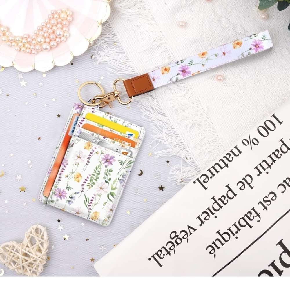 Floral Card Holder with Wrist Strap